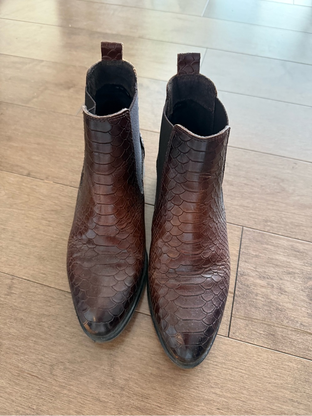 Women's Brown Embossed Leather Chukka Boots